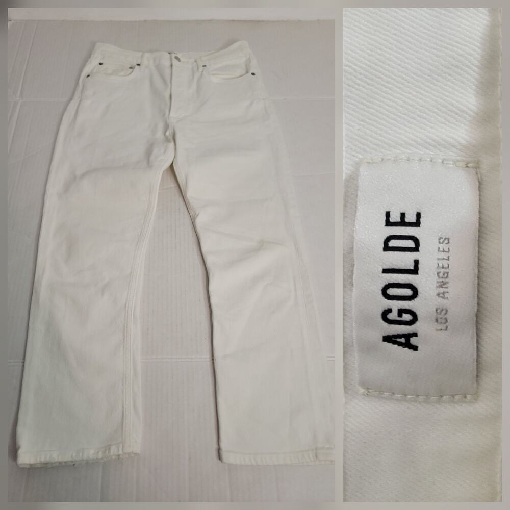 Agolde Jeans Sz 29 Riley Crop Straight Leg White High Rise A056C-1085